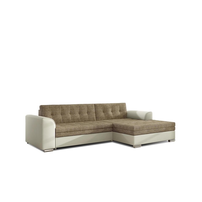 Canapé d’angle convertible CONFORTO 4 places beige et crème – angle droit 