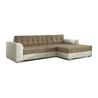 Canapé d’angle convertible CONFORTO 4 places beige et crème – angle droit 
