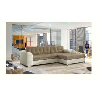 Canapé d’angle convertible CONFORTO 4 places beige et crème – angle droit 