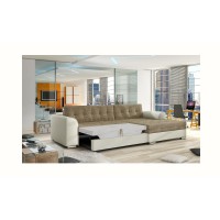 Canapé d’angle convertible CONFORTO 4 places beige et crème – angle droit 