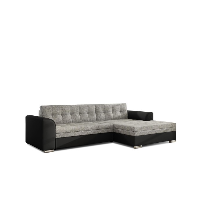 Canapé d’angle convertible CONFORTO 4 places gris et noir – angle droit 