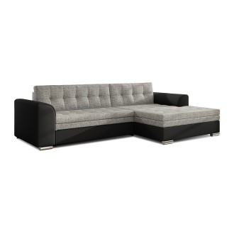 Canapé d’angle convertible CONFORTO 4 places gris et noir – angle droit 