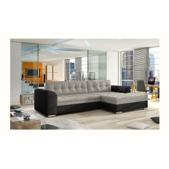 Canapé d’angle convertible CONFORTO 4 places gris et noir – angle droit 