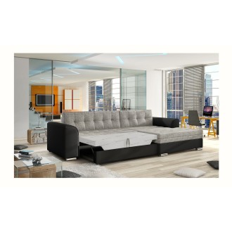 Canapé d’angle convertible CONFORTO 4 places gris et noir – angle droit 