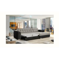 Canapé d’angle convertible CONFORTO 4 places gris et noir – angle droit 