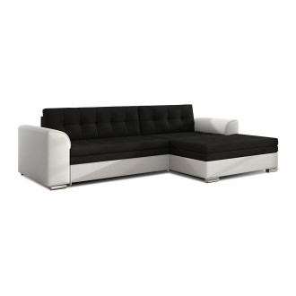 Canapé d’angle convertible CONFORTO 4 places noir et blanc – angle droit 