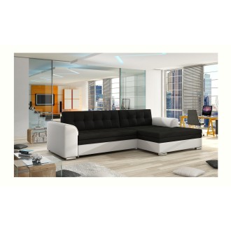 Canapé d’angle convertible CONFORTO 4 places noir et blanc – angle droit 