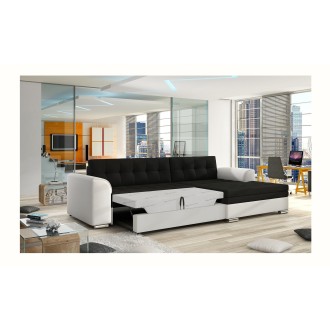 Canapé d’angle convertible CONFORTO 4 places noir et blanc – angle droit 