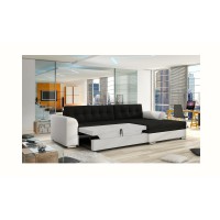 Canapé d’angle convertible CONFORTO 4 places noir et blanc – angle droit 