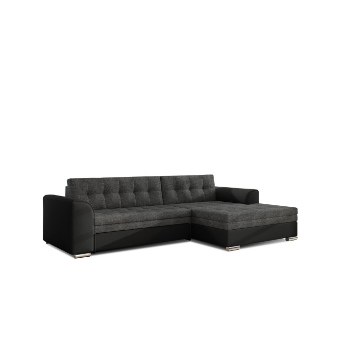 Canapé d’angle convertible CONFORTO 4 places gris foncé et noir – angle droit 