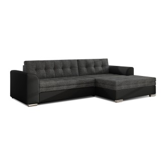 Canapé d’angle convertible CONFORTO 4 places gris foncé et noir – angle droit 
