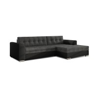 Canapé d’angle convertible CONFORTO 4 places gris foncé et noir – angle droit 