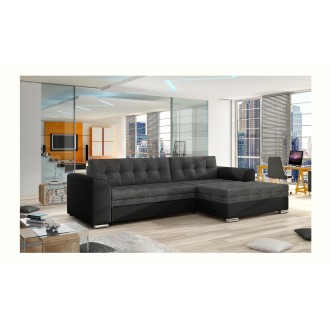 Canapé d’angle convertible CONFORTO 4 places gris foncé et noir – angle droit 