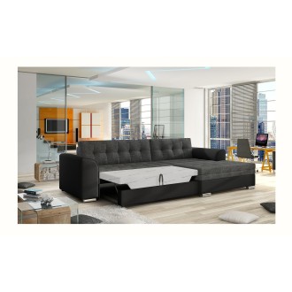 Canapé d’angle convertible CONFORTO 4 places gris foncé et noir – angle droit 