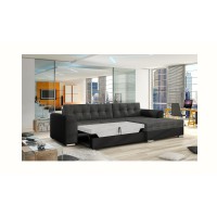 Canapé d’angle convertible CONFORTO 4 places gris foncé et noir – angle droit 