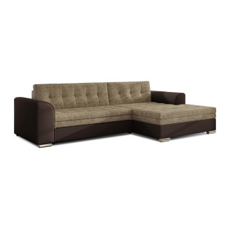 Canapé d’angle convertible CONFORTO 4 places beige et chocolat – angle droit 