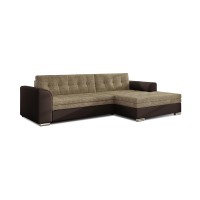 Canapé d’angle convertible CONFORTO 4 places beige et chocolat – angle droit 