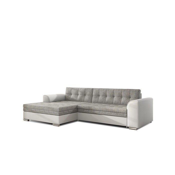 Canapé d’angle convertible CONFORTO 4 places gris et blanc – angle gauche 