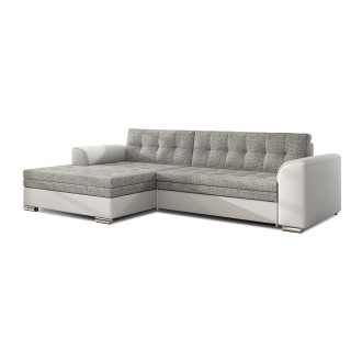 Canapé d’angle convertible CONFORTO 4 places gris et blanc – angle gauche 