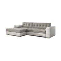 Canapé d’angle convertible CONFORTO 4 places gris et blanc – angle gauche 