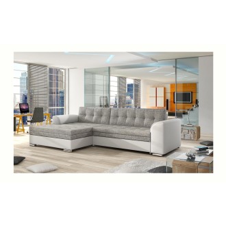 Canapé d’angle convertible CONFORTO 4 places gris et blanc – angle gauche 