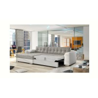 Canapé d’angle convertible CONFORTO 4 places gris et blanc – angle gauche 