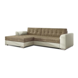 Canapé d’angle convertible CONFORTO 4 places beige et crème – angle gauche 