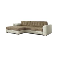 Canapé d’angle convertible CONFORTO 4 places beige et crème – angle gauche 