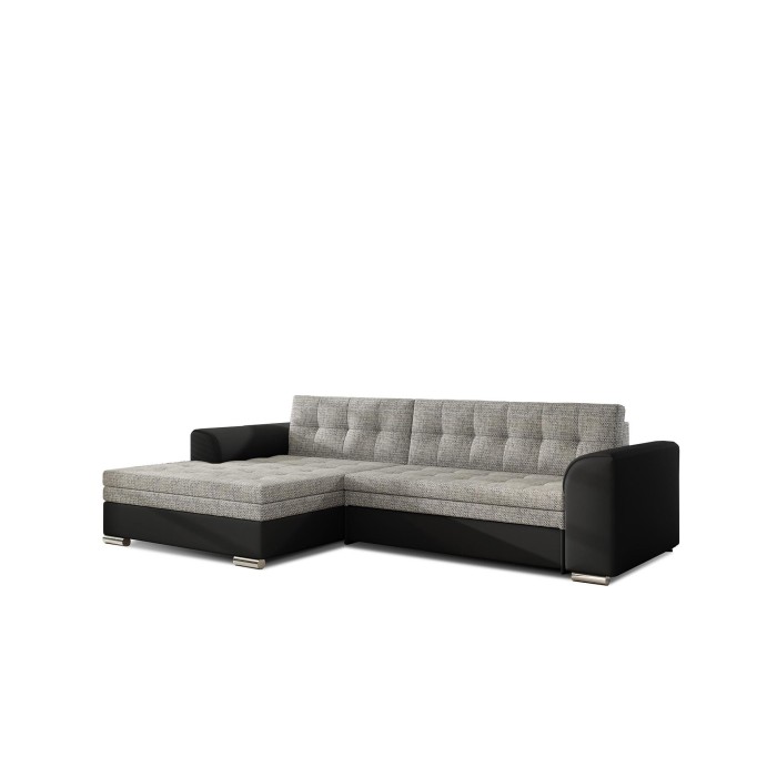 Canapé d’angle convertible CONFORTO 4 places gris et noir – angle gauche 