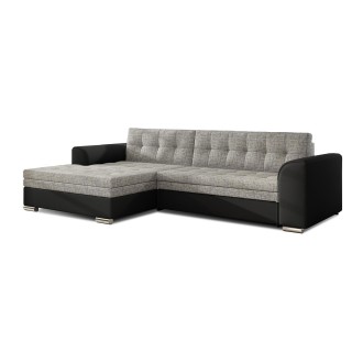 Canapé d’angle convertible CONFORTO 4 places gris et noir – angle gauche 