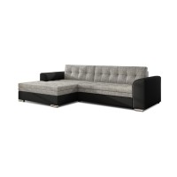 Canapé d’angle convertible CONFORTO 4 places gris et noir – angle gauche 