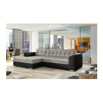 Canapé d’angle convertible CONFORTO 4 places gris et noir – angle gauche 