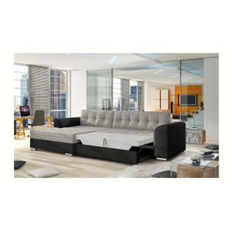 Canapé d’angle convertible CONFORTO 4 places gris et noir – angle gauche 