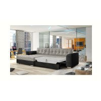 Canapé d’angle convertible CONFORTO 4 places gris et noir – angle gauche 
