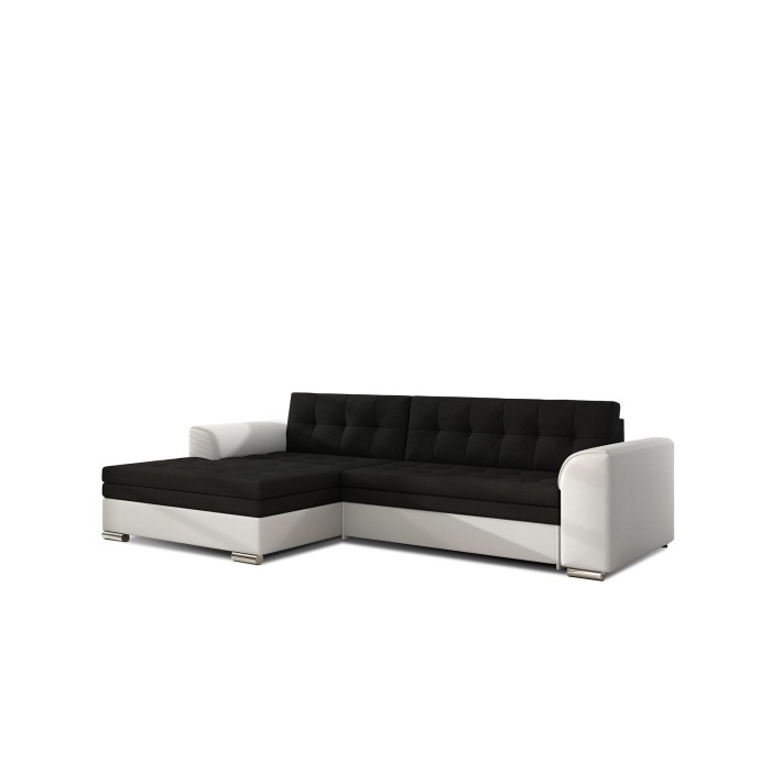 Canapé d’angle convertible CONFORTO 4 places noir et blanc – angle gauche 