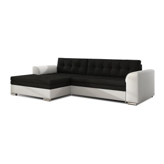 Canapé d’angle convertible CONFORTO 4 places noir et blanc – angle gauche 