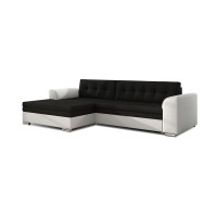 Canapé d’angle convertible CONFORTO 4 places noir et blanc – angle gauche 