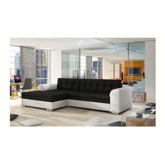 Canapé d’angle convertible CONFORTO 4 places noir et blanc – angle gauche 