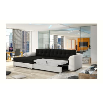Canapé d’angle convertible CONFORTO 4 places noir et blanc – angle gauche 