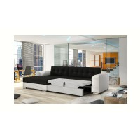 Canapé d’angle convertible CONFORTO 4 places noir et blanc – angle gauche 