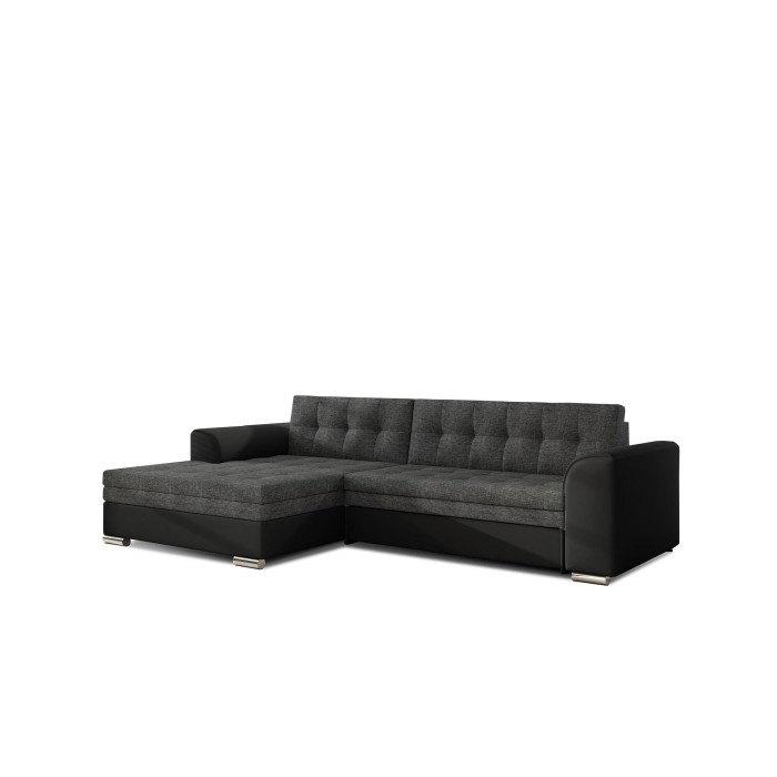 Canapé d’angle convertible CONFORTO 4 places gris foncé et noir – angle gauche 