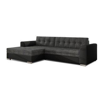 Canapé d’angle convertible CONFORTO 4 places gris foncé et noir – angle gauche 