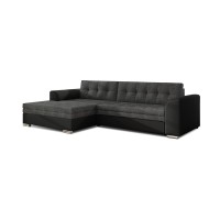 Canapé d’angle convertible CONFORTO 4 places gris foncé et noir – angle gauche 