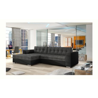 Canapé d’angle convertible CONFORTO 4 places gris foncé et noir – angle gauche 