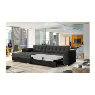 Canapé d’angle convertible CONFORTO 4 places gris foncé et noir – angle gauche 