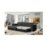 Canapé d’angle convertible CONFORTO 4 places gris foncé et noir – angle gauche 
