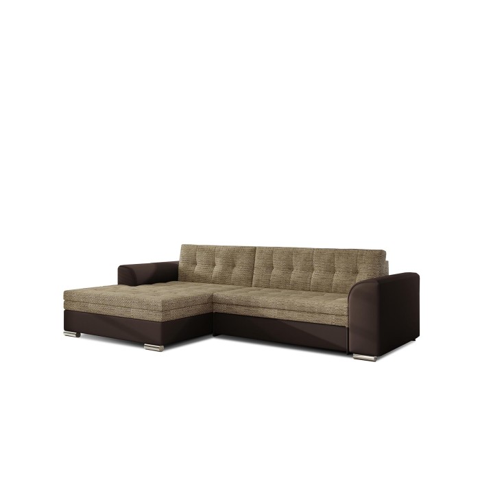 Canapé d’angle convertible CONFORTO 4 places beige et chocolat – angle gauche 