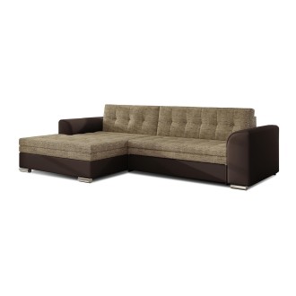 Canapé d’angle convertible CONFORTO 4 places beige et chocolat – angle gauche 