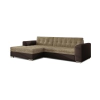 Canapé d’angle convertible CONFORTO 4 places beige et chocolat – angle gauche 