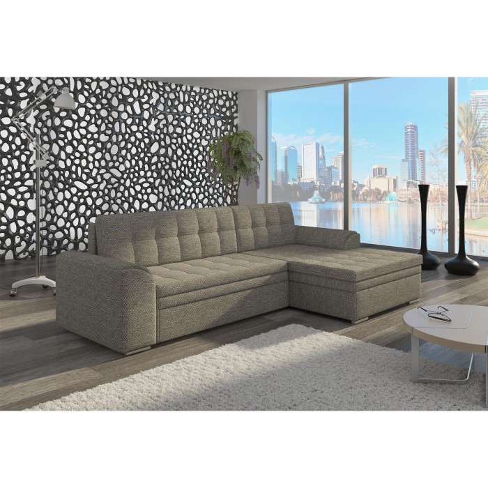Canapé d’angle convertible CONFORTO 4 places gris – angle droit 